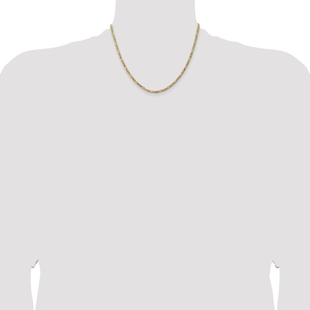 14K Gelbgold 3mm Flach Figaro mit Karabinerverschluss Halskette