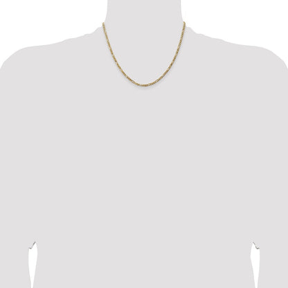 14K Gelbgold 3mm Flach Figaro mit Karabinerverschluss Halskette
