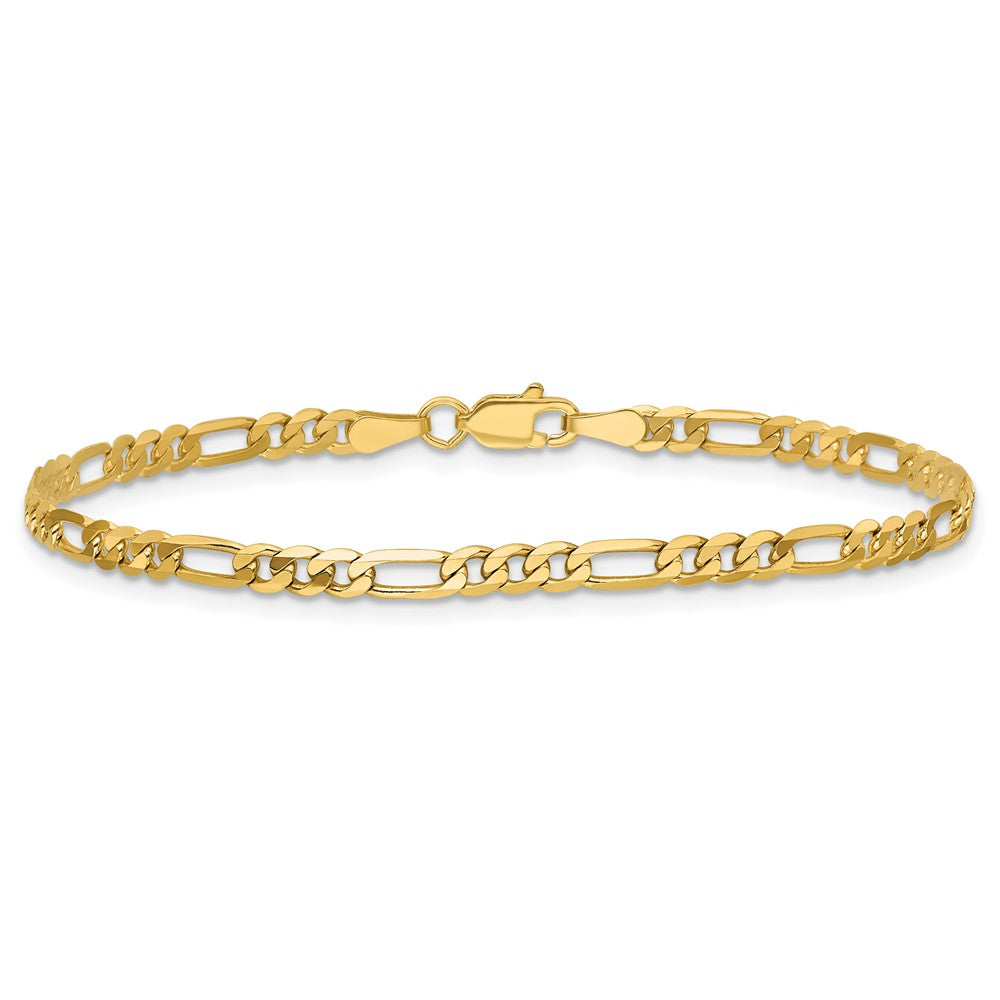 14K Gelbgold 3mm Flach Figaro Kette Fußkettchen