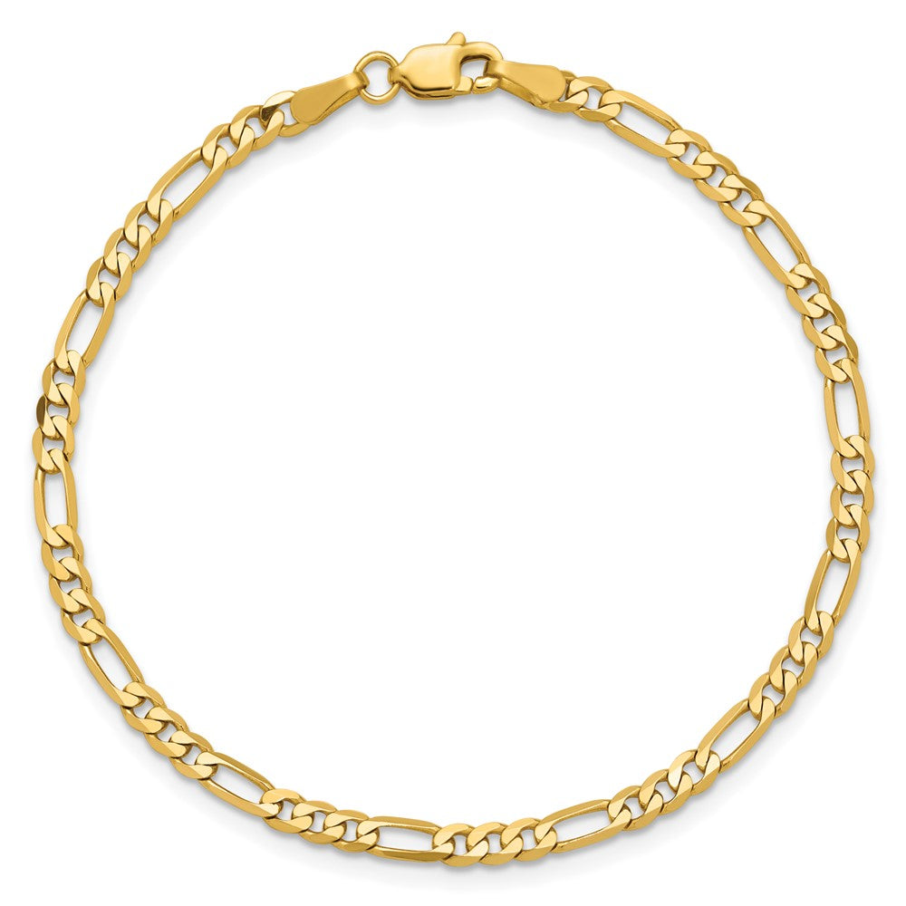 14K Gelbgold 3mm Flach Figaro Kette Fußkettchen