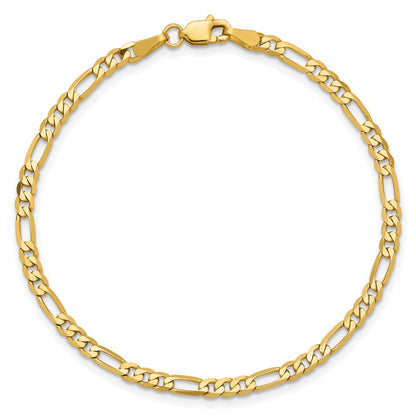 14K Gelbgold 3mm Flach Figaro Kette Fußkettchen