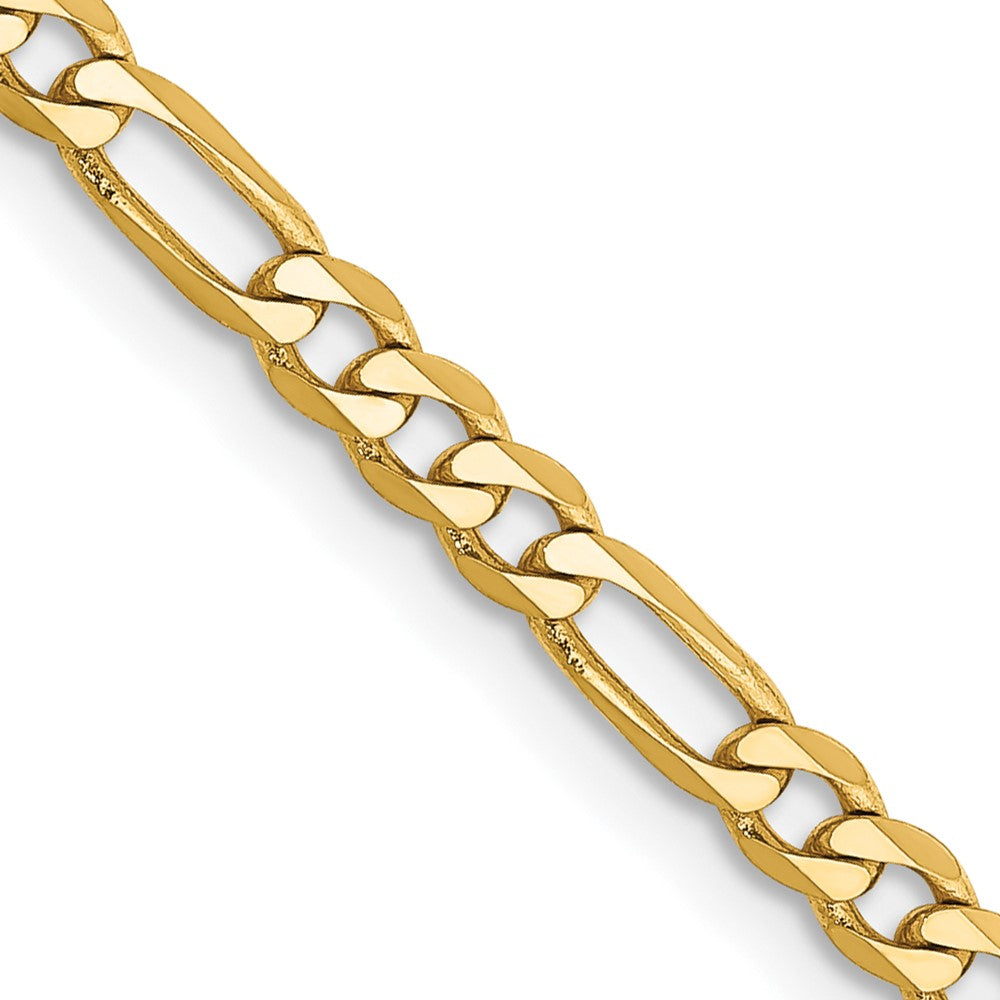 14K Gelbgold 3mm Flach Figaro mit Karabinerverschluss Halskette