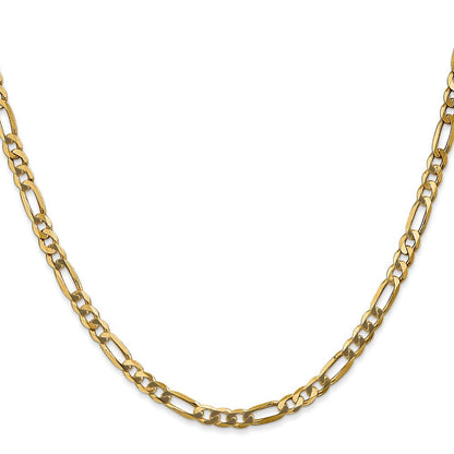 14K Gelbgold 4mm Flach Figaro mit Karabinerverschluss Halskette