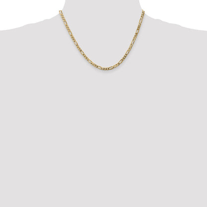 14K Gelbgold 4mm Flach Figaro mit Karabinerverschluss Halskette
