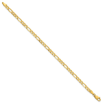 14K Gelbgold 4mm Flach Figaro mit Karabinerverschluss Gliederarmband