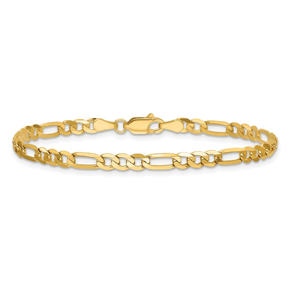 14K Gelbgold 4mm Flach Figaro Kette Fußkettchen