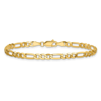 14K Gelbgold 4mm Flach Figaro mit Karabinerverschluss Gliederarmband