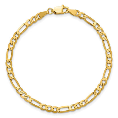 14K Gelbgold 4mm Flach Figaro mit Karabinerverschluss Gliederarmband