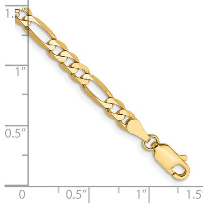 14K Gelbgold 4mm Flach Figaro mit Karabinerverschluss Gliederarmband