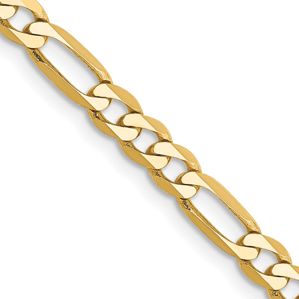 14K Gelbgold 4mm Flach Figaro mit Karabinerverschluss Halskette