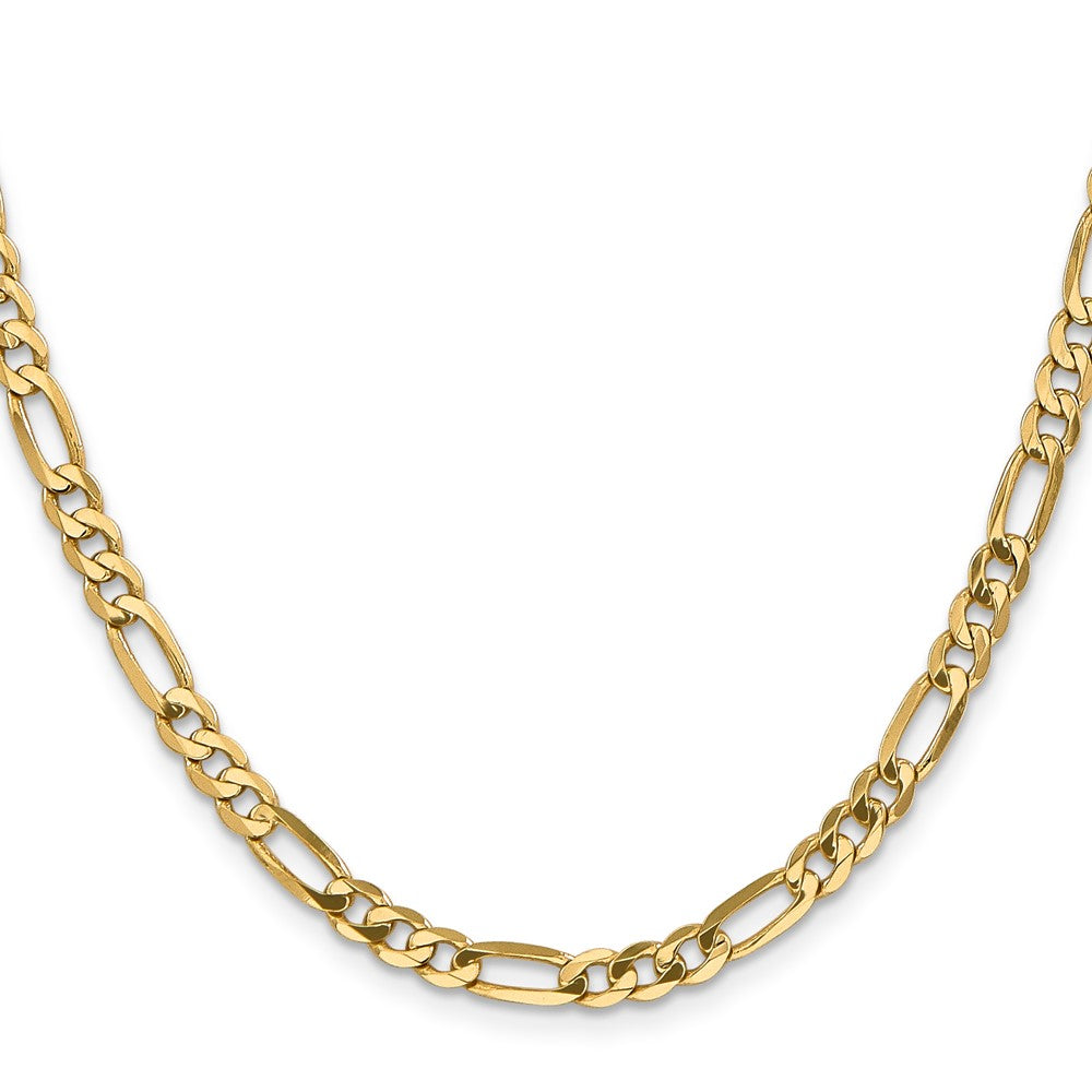 14K Gelbgold 4.75mm Flach Figaro mit Karabinerverschluss Halskette