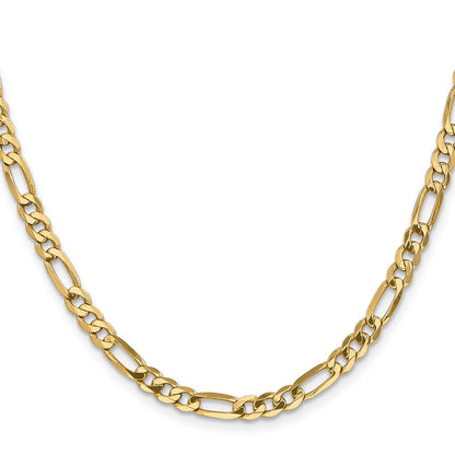 14K Gelbgold 4.75mm Flach Figaro mit Karabinerverschluss Halskette