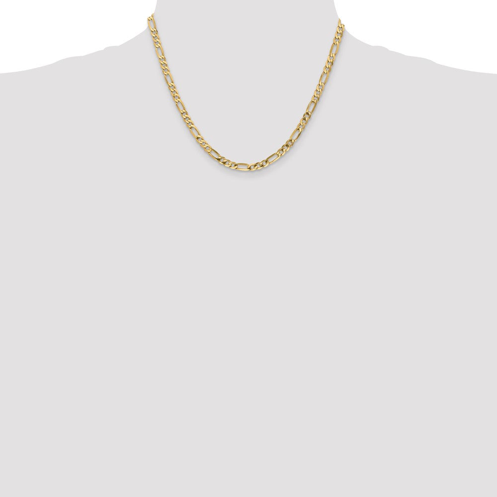 14K Gelbgold 4.75mm Flach Figaro mit Karabinerverschluss Halskette
