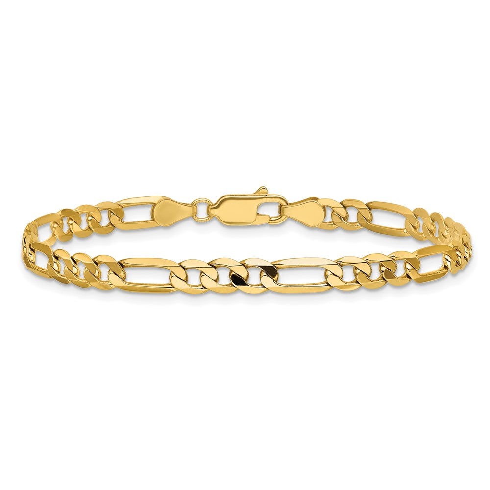 14K Gelbgold 4.75mm Flach Figaro mit Karabinerverschluss Gliederarmband
