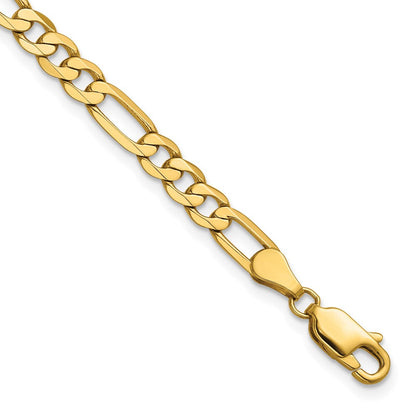 14K Gelbgold 4.75mm Flach Figaro mit Karabinerverschluss Gliederarmband