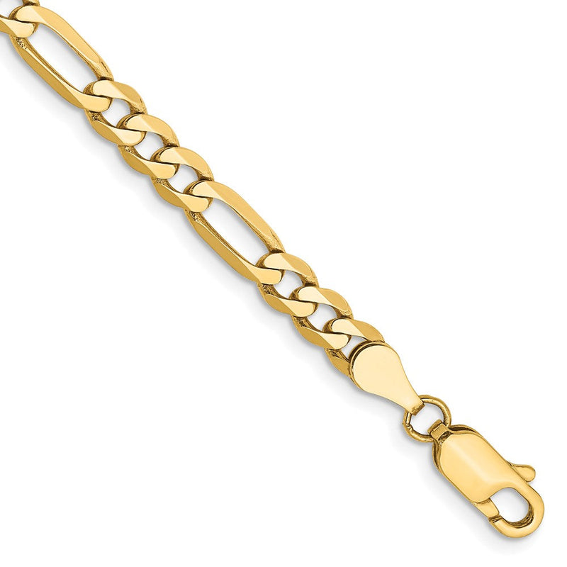 14K Gelbgold 4.75mm Flach Figaro Kette Fußkettchen