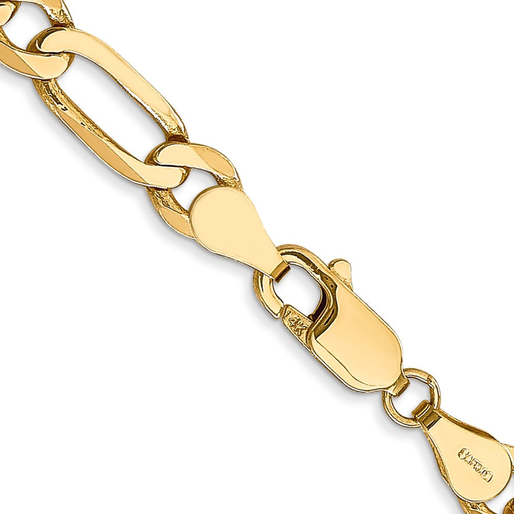 Massiv 14K Gelbgold 5.25mm Flach Figaro mit Karabinerverschluss Halskette