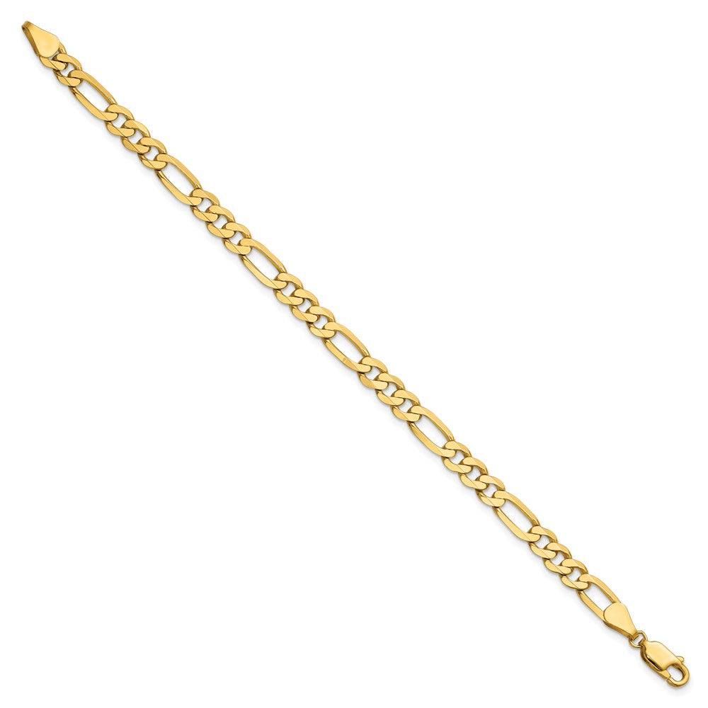 14K Gelbgold 5.25mm Flach Figaro mit Karabinerverschluss Gliederarmband