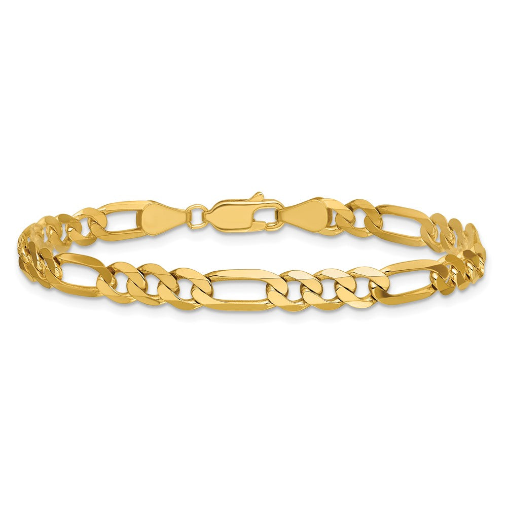 14K Gelbgold 5.25mm Flach Figaro mit Karabinerverschluss Gliederarmband