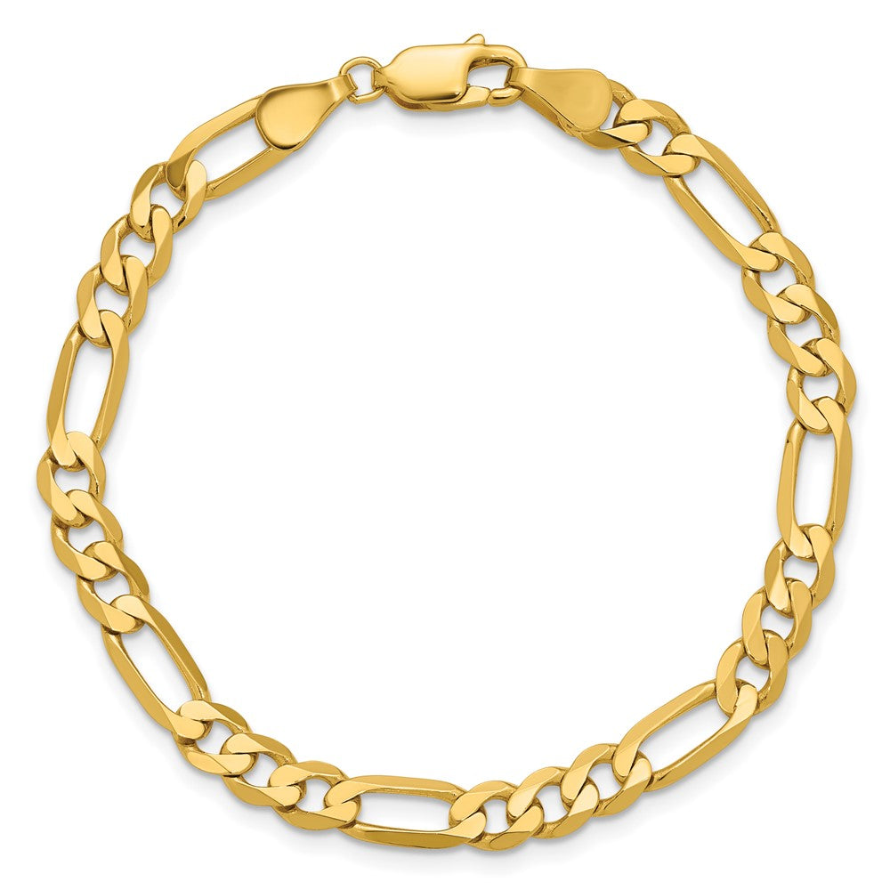 14K Gelbgold 5.25mm Flach Figaro mit Karabinerverschluss Gliederarmband