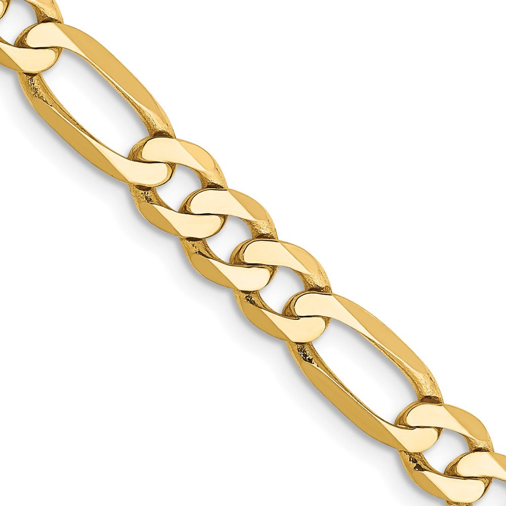 Massiv 14K Gelbgold 5.25mm Flach Figaro mit Karabinerverschluss Halskette