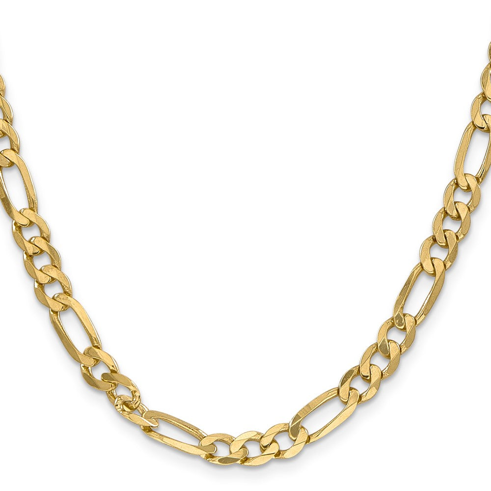Massiv 14K Gelbgold 6.25mm Flach Figaro mit Karabinerverschluss Halskette