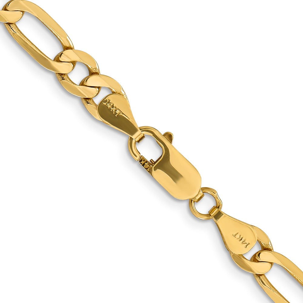 Massiv 14K Gelbgold 6.25mm Flach Figaro mit Karabinerverschluss Halskette