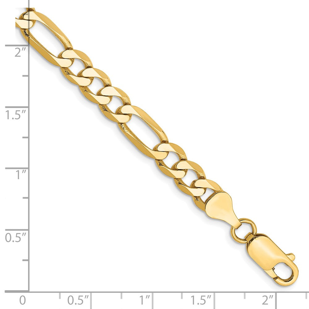 Massiv 14K Gelbgold 6.25mm Flach Figaro mit Karabinerverschluss Gliederarmband