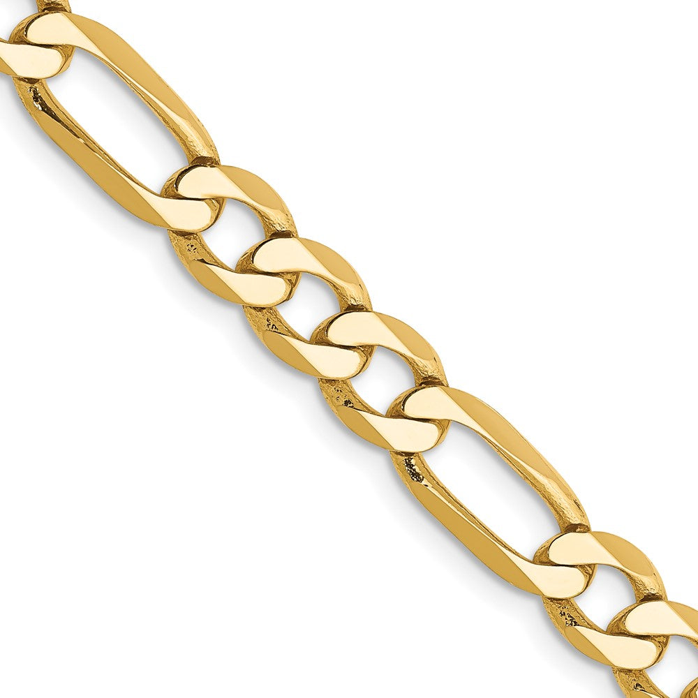 Massiv 14K Gelbgold 6.25mm Flach Figaro mit Karabinerverschluss Halskette