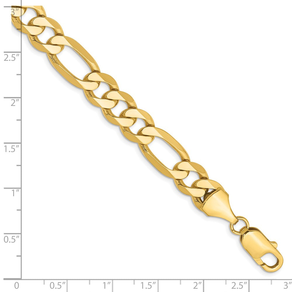 Massiv 14K Gelbgold 8.75mm Flach Figaro mit Karabinerverschluss Gliederarmband