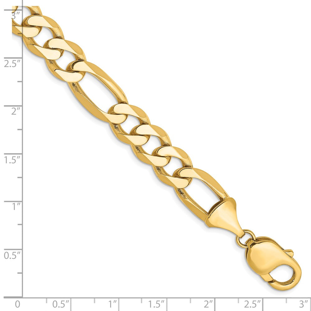 Massiv 14K Gelbgold 10mm Flach Figaro mit Karabinerverschluss Gliederarmband