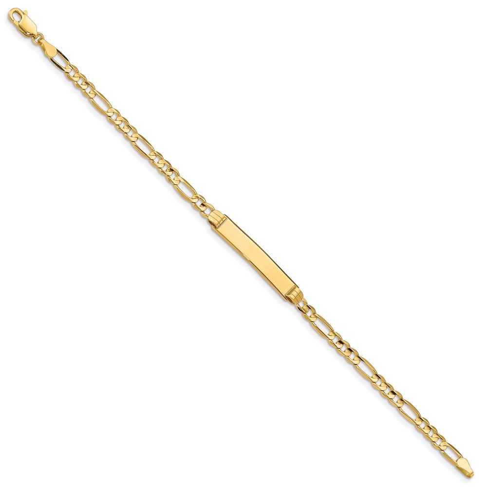 Massiv 14K Gelbgold Figaro Id Armband
