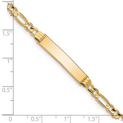 Massiv 14K Gelbgold Figaro Id Armband