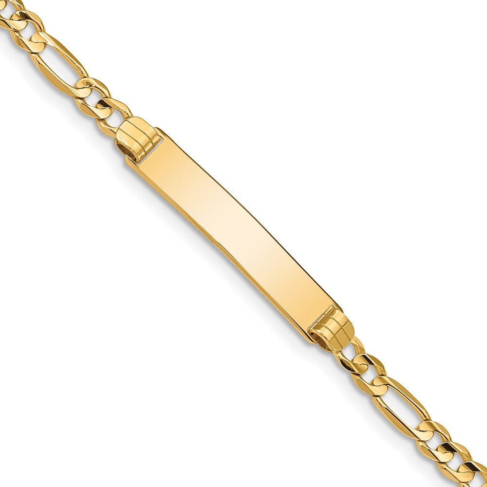 Massiv 14K Gelbgold Figaro Id Armband