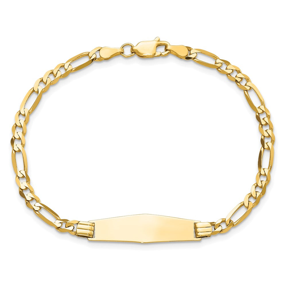 Massiv 14K Gelbgold Weich Diamant Form Figaro Id Armband