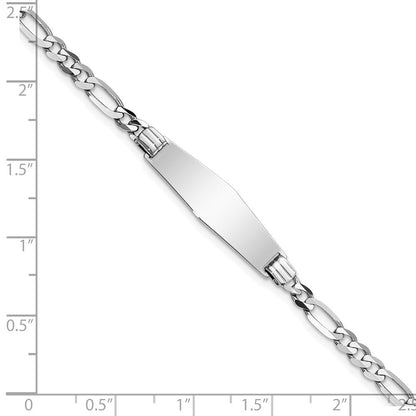Massiv 14K Weißgold Weich Diamant Form Figaro Glieder Id Armband