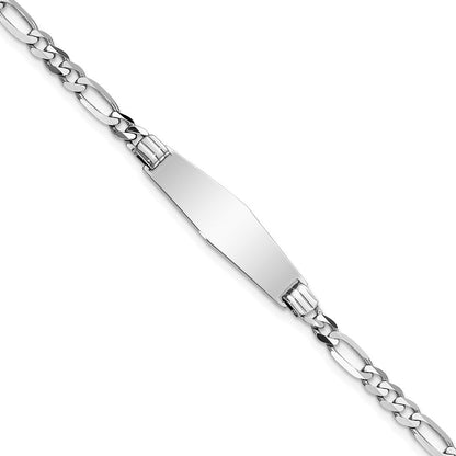Massiv 14K Weißgold Weich Diamant Form Figaro Glieder Id Armband