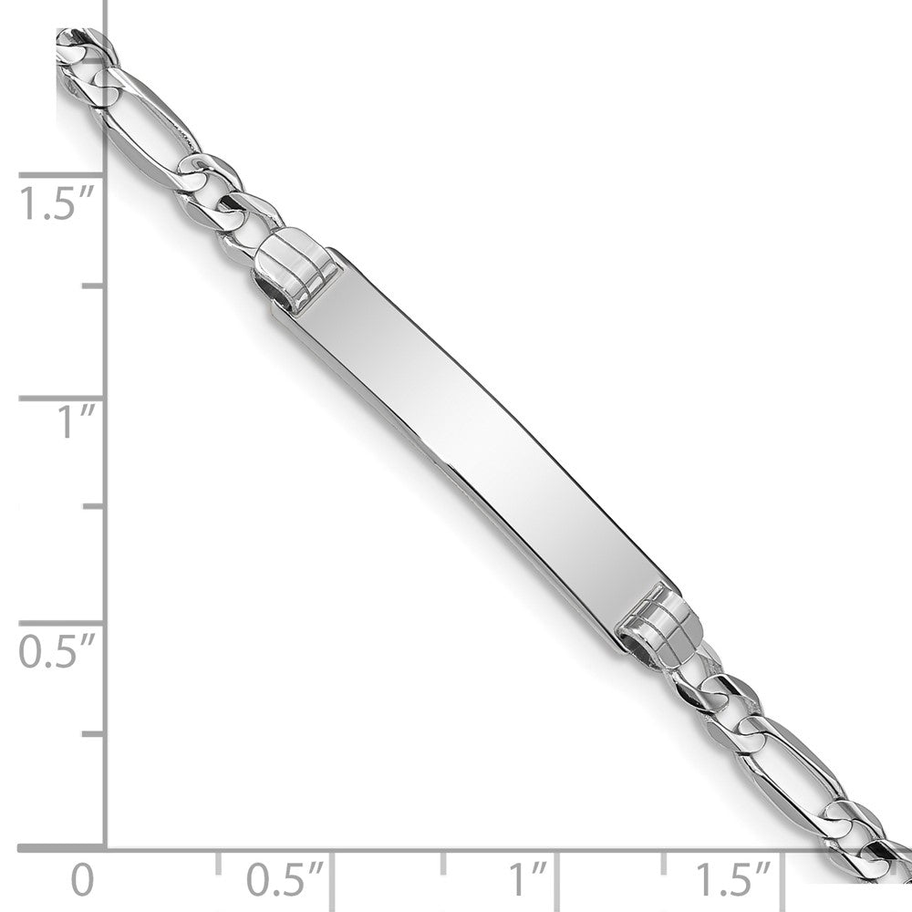 Massiv 14K Weißgold Figaro Glieder Id Armband