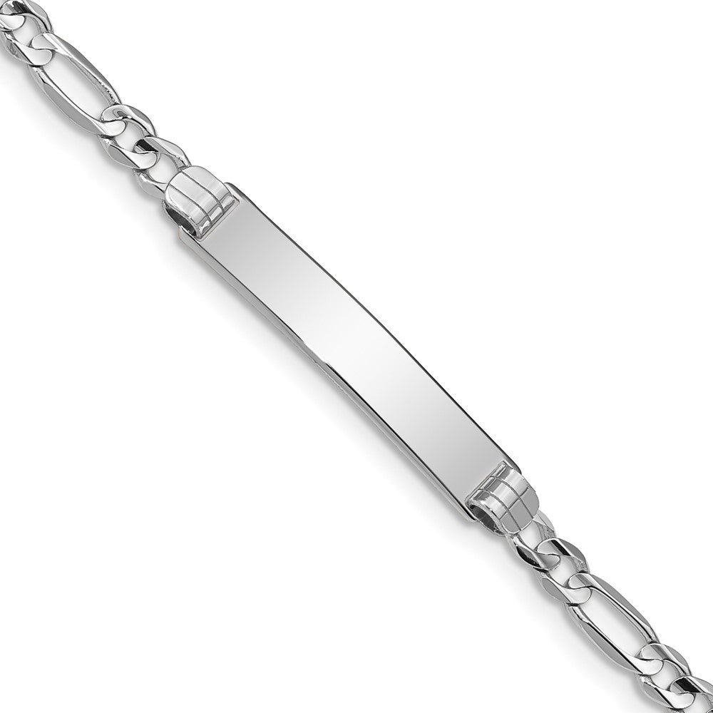 Massiv 14K Weißgold Figaro Glieder Id Armband