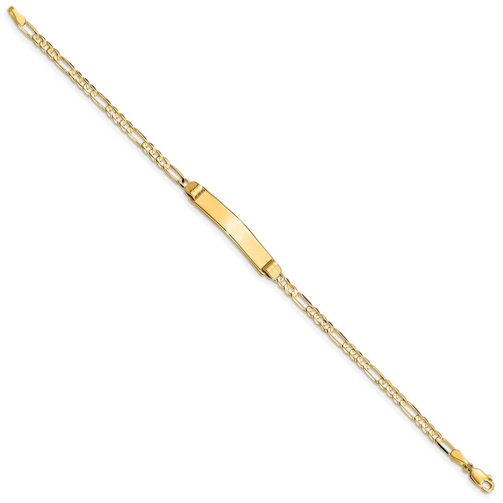 Massiv 14K Gelbgold Figaro Id Armband