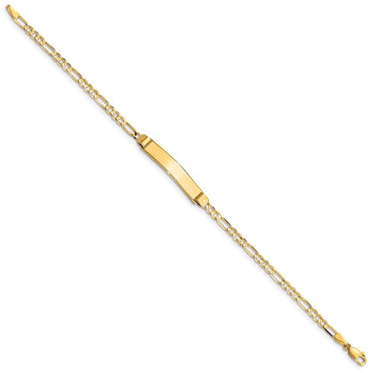 Massiv 14K Gelbgold Figaro Id Armband