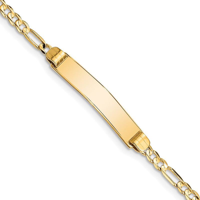 Massiv 14K Gelbgold Figaro Id Armband
