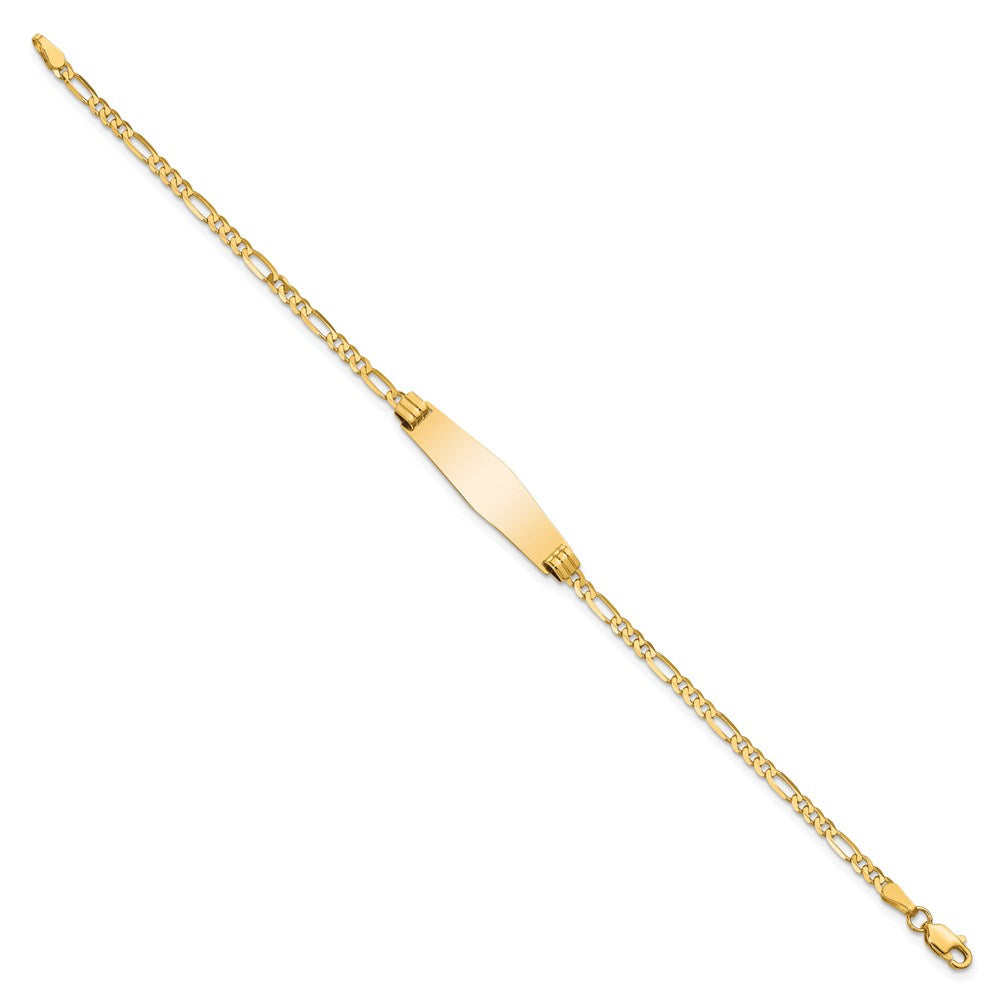 Massiv 14K Gelbgold Weich Diamant Form Figaro Id Armband