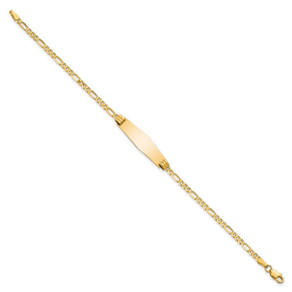 Massiv 14K Gelbgold Weich Diamant Form Figaro Id Armband