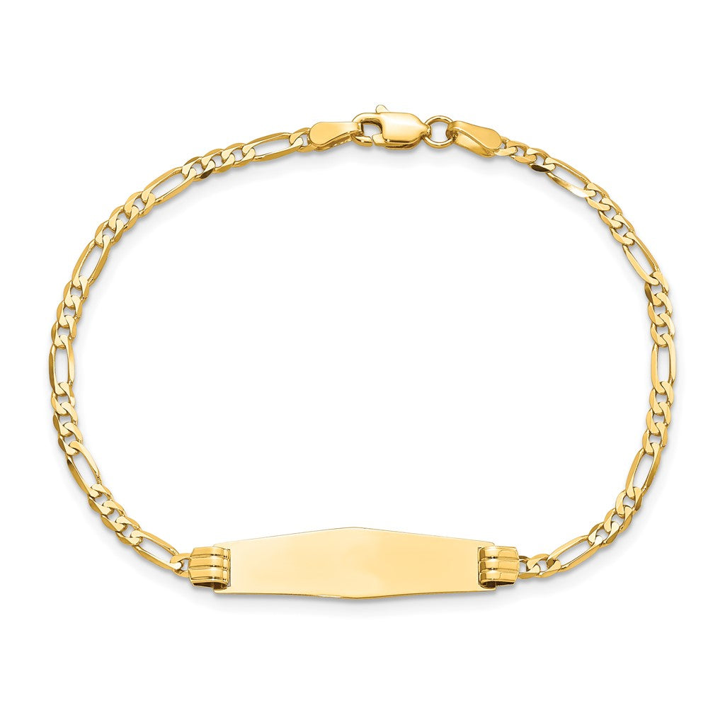 Massiv 14K Gelbgold Weich Diamant Form Figaro Id Armband