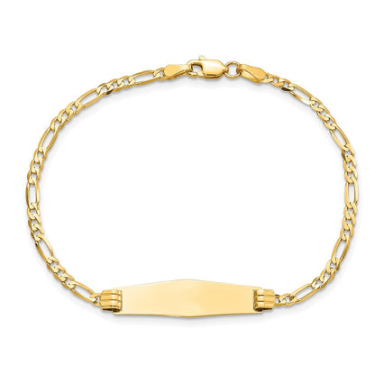 Massiv 14K Gelbgold Weich Diamant Form Figaro Id Armband