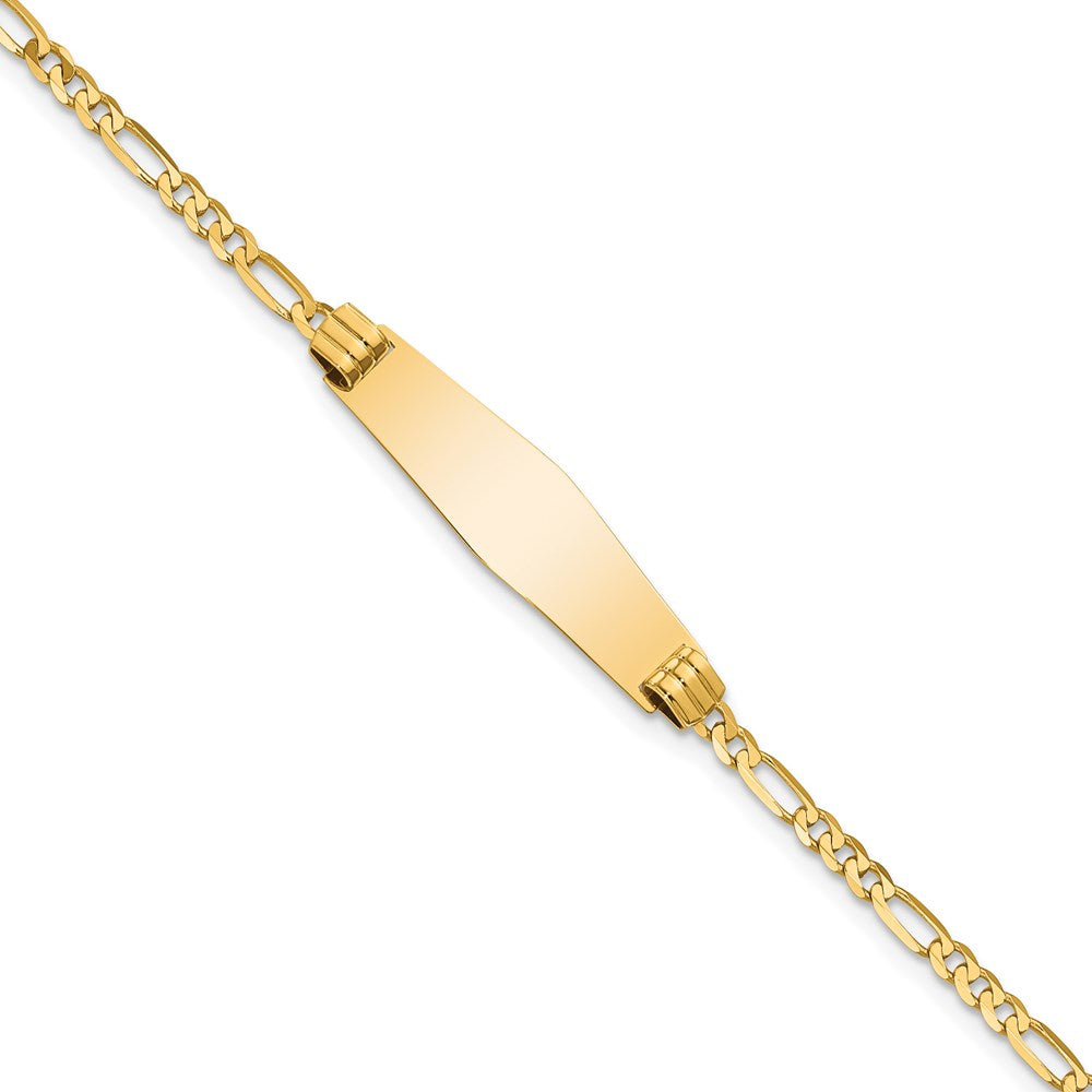 Massiv 14K Gelbgold Weich Diamant Form Figaro Id Armband