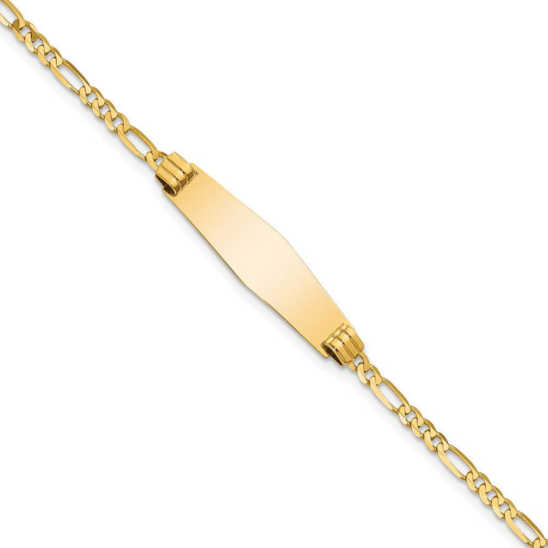 Massiv 14K Gelbgold Weich Diamant Form Figaro Id Armband