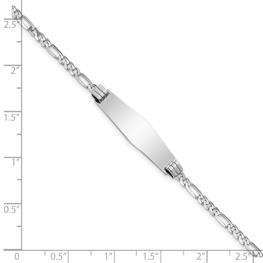 Massiv 14K Weißgold Weich Diamant Form Figaro Glieder Id Armband
