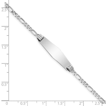 Massiv 14K Weißgold Weich Diamant Form Figaro Glieder Id Armband